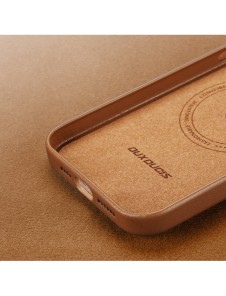 Dux Ducis Grit Läderfodral för iPhone 14 Plus Elegant konstläderfodral (MagSafe-kompatibel) Brun