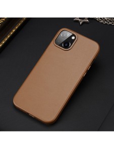 Dux Ducis Grit Läderfodral för iPhone 14 Plus Elegant konstläderfodral (MagSafe-kompatibel) Brun