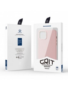 Dux Ducis Grit Läderfodral för iPhone 14 Plus Elegant konstläderfodral (MagSafe-kompatibelt) Rosa