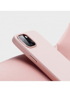 Dux Ducis Grit Läderfodral för iPhone 14 Plus Elegant konstläderfodral (MagSafe-kompatibelt) Rosa
