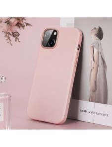 Dux Ducis Grit Läderfodral för iPhone 14 Plus Elegant konstläderfodral (MagSafe-kompatibelt) Rosa