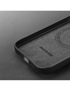 Dux Ducis Grit Läderfodral för iPhone 14 Pro Elegant konstläderfodral (MagSafe-kompatibelt) Svart