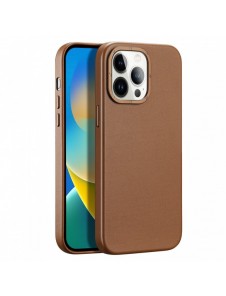 Dux Ducis Grit Läderfodral för iPhone 14 Pro Elegant konstläderfodral (MagSafe-kompatibel) Brun