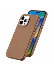 Dux Ducis Grit Läderfodral för iPhone 14 Pro Elegant konstläderfodral (MagSafe-kompatibel) Brun
