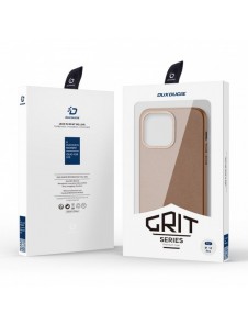 Dux Ducis Grit Läderfodral för iPhone 14 Pro Elegant konstläderfodral (MagSafe-kompatibel) Brun