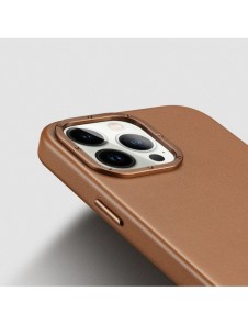 Dux Ducis Grit Läderfodral för iPhone 14 Pro Elegant konstläderfodral (MagSafe-kompatibel) Brun