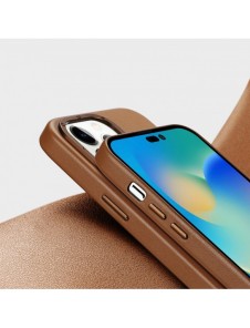 Dux Ducis Grit Läderfodral för iPhone 14 Pro Elegant konstläderfodral (MagSafe-kompatibel) Brun
