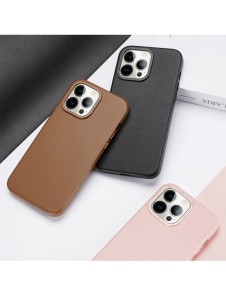 Dux Ducis Grit läderfodral för iPhone 14 Pro Elegant konstläderfodral (MagSafe-kompatibelt) Rosa