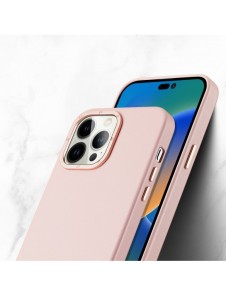 Dux Ducis Grit läderfodral för iPhone 14 Pro Elegant konstläderfodral (MagSafe-kompatibelt) Rosa