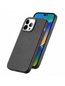 Dux Ducis Grit Läderfodral för iPhone 14 Pro Max Elegant konstläderfodral (MagSafe-kompatibelt) Svart