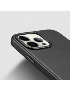 Dux Ducis Grit Läderfodral för iPhone 14 Pro Max Elegant konstläderfodral (MagSafe-kompatibelt) Svart