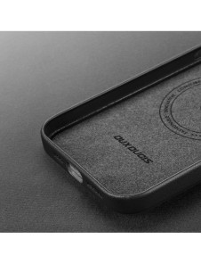 Dux Ducis Grit Läderfodral för iPhone 14 Pro Max Elegant konstläderfodral (MagSafe-kompatibelt) Svart