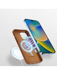 Dux Ducis Grit Läderfodral för iPhone 14 Pro Max Elegant konstläderfodral (MagSafe-kompatibel) Brun