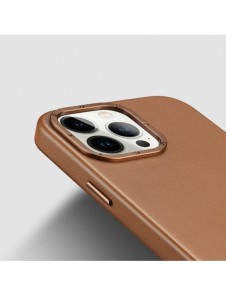 Dux Ducis Grit Läderfodral för iPhone 14 Pro Max Elegant konstläderfodral (MagSafe-kompatibel) Brun