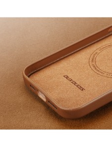 Dux Ducis Grit Läderfodral för iPhone 14 Pro Max Elegant konstläderfodral (MagSafe-kompatibel) Brun