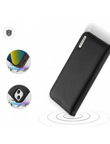 Dux Ducis Hivo Läder Flip Cover Plånbok i äkta läder för kort och dokument iPhone 14 Plus Svart