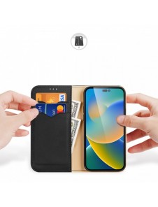 Dux Ducis Hivo Läder Flip Cover Plånbok i äkta läder för kort och dokument iPhone 14 Pro Black