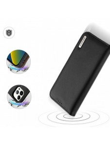 Dux Ducis Hivo Läder Flip Cover Plånbok i äkta läder för kort och dokument iPhone 14 Pro Black