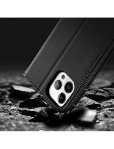 Dux Ducis Hivo Läder Flip Cover Plånbok i äkta läder för kort och dokument iPhone 14 Pro Black