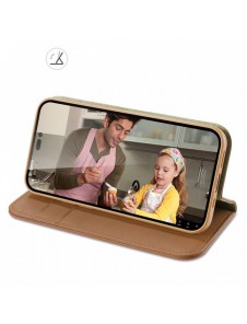 Dux Ducis Hivo Läder Flip Cover Plånbok i äkta läder för kort och dokument iPhone 14 Pro Brown