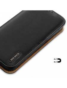 Dux Ducis Hivo Läder Flip Cover Plånbok i äkta läder för kort och dokument iPhone 14 Pro Max Svart