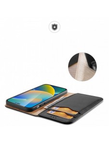 Dux Ducis Hivo Läder Flip Cover Plånbok i äkta läder för kort och dokument iPhone 14 Pro Max Svart