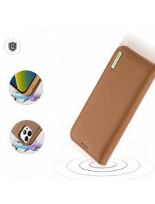 Dux Ducis Hivo Läder Flip Cover Plånbok i äkta läder för kort och dokument iPhone 14 Pro Max Brun