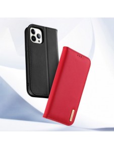 Dux Ducis Hivo Läder Flip Cover Plånbok i äkta läder för kort och dokument iPhone 14 Pro Max Röd