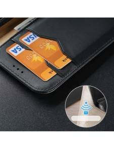 Dux Ducis Hivo Läder Flip Cover Plånbok i äkta läder för kort och dokument iPhone 14 Pro Max Röd