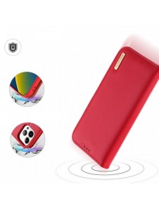 Dux Ducis Hivo Läder Flip Cover Plånbok i äkta läder för kort och dokument iPhone 14 Pro Red