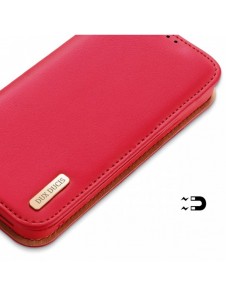 Dux Ducis Hivo Läder Flip Cover Plånbok i äkta läder för kort och dokument iPhone 14 Pro Red