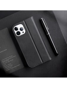 Dux Ducis Hivo Läder Flip Cover Plånbok i äkta läder för kort och dokument iPhone 14 Pro Red