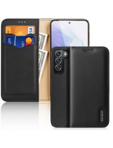 Dux Ducis Hivo Läder Flip Cover Plånbok i äkta läder för kort och dokument Samsung Galaxy S22 + (S22 Plus) Svart