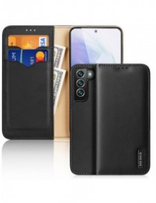 Dux Ducis Hivo Läder Flip Cover Plånbok i äkta läder för kort och dokument Samsung Galaxy S22 + (S22 Plus) Svart