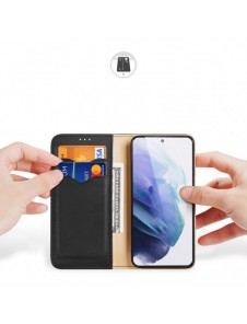 Dux Ducis Hivo Läder Flip Cover Plånbok i äkta läder för kort och dokument Samsung Galaxy S22 + (S22 Plus) Svart
