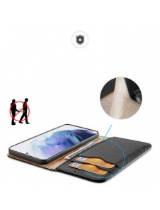 Dux Ducis Hivo Läder Flip Cover Plånbok i äkta läder för kort och dokument Samsung Galaxy S22 + (S22 Plus) Svart