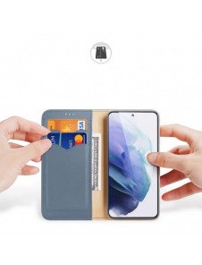 Dux Ducis Hivo Läder Flip Cover Plånbok i äkta läder för kort och dokument Samsung Galaxy S22 + (S22 Plus) Blå