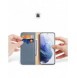Dux Ducis Hivo Läder Flip Cover Plånbok i äkta läder för kort och dokument Samsung Galaxy S22 + (S22 Plus) Blå