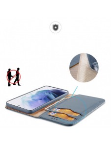 Dux Ducis Hivo Läder Flip Cover Plånbok i äkta läder för kort och dokument Samsung Galaxy S22 + (S22 Plus) Blå