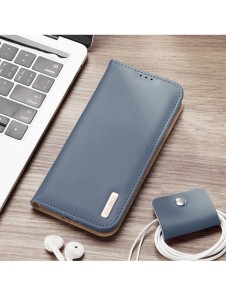 Dux Ducis Hivo Läder Flip Cover Plånbok i äkta läder för kort och dokument Samsung Galaxy S22 + (S22 Plus) Blå