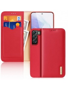 Dux Ducis Hivo Läder Flip Cover Plånbok i äkta läder för kort och dokument Samsung Galaxy S22 + (S22 Plus) Röd