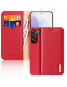 Dux Ducis Hivo Läder Flip Cover Plånbok i äkta läder för kort och dokument Samsung Galaxy S22 + (S22 Plus) Röd