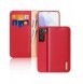 Dux Ducis Hivo Läder Flip Cover Plånbok i äkta läder för kort och dokument Samsung Galaxy S22 + (S22 Plus) Röd