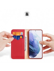 Dux Ducis Hivo Läder Flip Cover Plånbok i äkta läder för kort och dokument Samsung Galaxy S22 + (S22 Plus) Röd