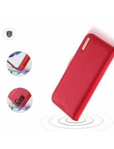 Dux Ducis Hivo Läder Flip Cover Plånbok i äkta läder för kort och dokument Samsung Galaxy S22 + (S22 Plus) Röd