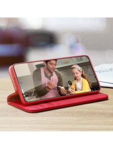 Dux Ducis Hivo Läder Flip Cover Plånbok i äkta läder för kort och dokument Samsung Galaxy S22 + (S22 Plus) Röd