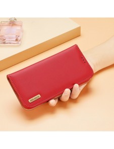 Dux Ducis Hivo Läder Flip Cover Plånbok i äkta läder för kort och dokument Samsung Galaxy S22 + (S22 Plus) Röd
