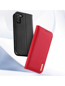 Dux Ducis Hivo Läder Flip Cover Plånbok i äkta läder för kort och dokument Samsung Galaxy S22 + (S22 Plus) Röd