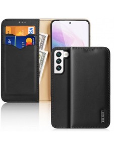Dux Ducis Hivo Läder Flip Cover Plånbok i äkta läder för kort och dokument Samsung Galaxy S22 Black
