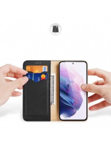 Dux Ducis Hivo Läder Flip Cover Plånbok i äkta läder för kort och dokument Samsung Galaxy S22 Black
